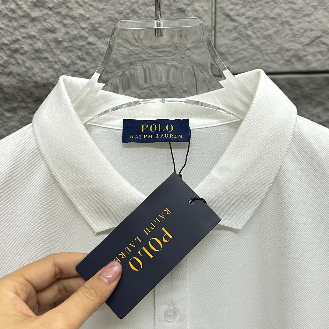 🅿️180 Ralph Lauren POLO 2025 Spring and Summer New Style Simple logo small embroidery pique fabric Short-sleeved polo for men and women Size: M L XL 2XL 3XL Color: Black White